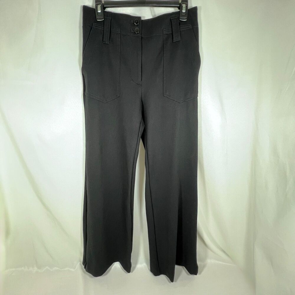 Maeve Anthropologie The Naomi Ponte High Waist Wide Leg Flare Pants Black Sz 10